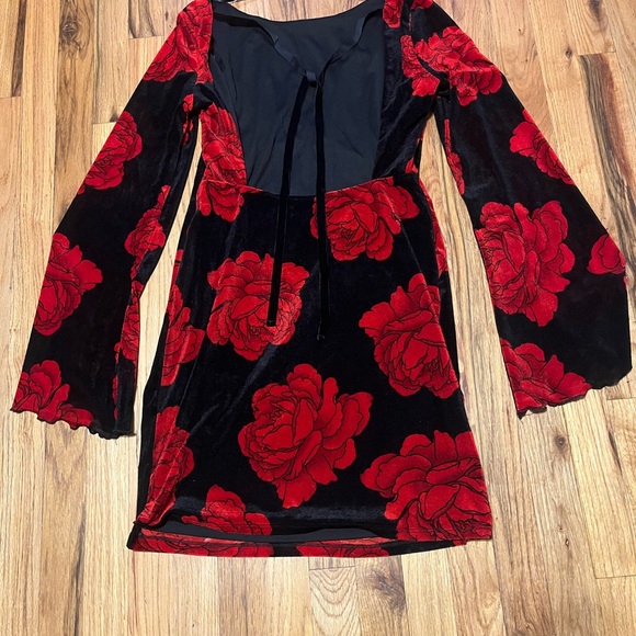 Thirty Thirty L Velvet Rose Open Back Mini Dress - Picture 4 of 7